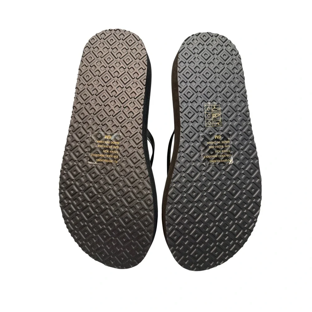 Tory Burch Flip Flops 6 Black NWOT Logo Medallion Sandal Designer
